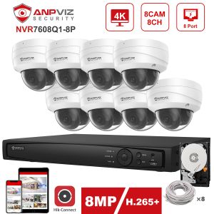 Sistem ANPVIZ 8CH 4K 8MP POE IP Güvenlik Sistemi Hikvision OEM Fiş NVR CCTV Video Gözetleme Kiti Hareket Algılama IR H.265+ P2P