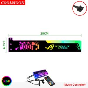 冷却coolmoon 5v Small 4pin RGB LEDライトGPUサポートVGAホルダー25cm/28cmグラフィックスカードブラケットコンピューターシャーシPCアクセサリー