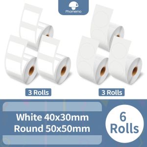 Carta phomemo phomemo carta per l'adesivo per la stampante etichetta M110/M200 Selfadhseive 6 Rolls Etichetta Appissante per la stampante per logo, business, casa