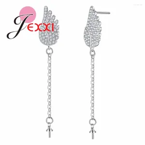 Dangle Earrings Top Quality 925 Sterling Silver Cubic Zirconia Wing Earring Components Findings For Women DIY Jewelry Long