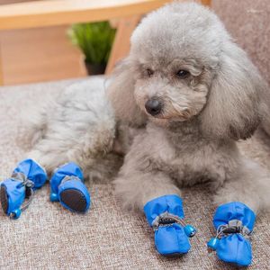 犬のアパレル4PCS/セットブーツ防水ペットシューズチワワスリップレインレインフットウェア