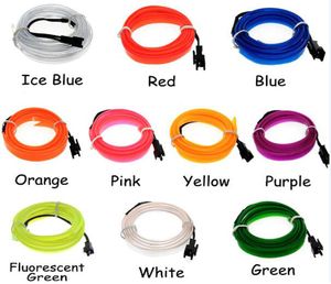 Flashing EL Wire Neon Lighting Lamp 1M 3M 5M Flexible Battery Power Led Ribbon Light Cold light stage props Strip Light 10 Colors4739212