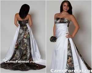 2016 New Arrival Strapless Camo Wedding Dress with Pleats Empire Waist A line Sweep Train Realtree Camouflage Bridal Gowns6886709