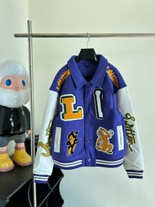 ビッグファレクション23SS L野球のバーシティコートフィルックパッチ刺繍本物のレザースリーブトップファッションヒップホップロディリッチバージル滑走路ジャケット882エザー