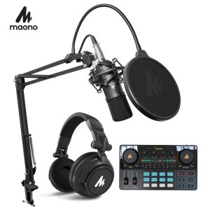 Microfones Maono Microphone Condenser Professional Recording Studio Audio Interface Sound Card Podcasting Microfone For YouTube Karaoke