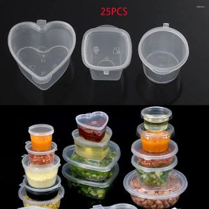 収納ボトル25pcs 25ml/27ml/45ml使い捨て食品容器プラスチック色素塗装箱再利用可能なソースカップヒンジ付きの蓋付き小さなパレット