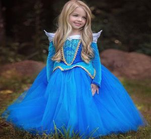 Flickor cosplay klänningar barn prinsessan aurora långa ärmar fluffiga tutu klänningar halloween och jul barnkläder4951596