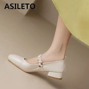 Asileto Brand Korea Soft Flats for Women Square Toe Slip on Block Heel بالإضافة إلى حجم 41 42 43 أنثى أنثى ماري جين أحذية 240326