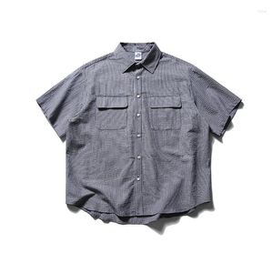 Camicie casual maschile uomini estate a strisce a strisce corta cargo cittadino camicia da camicia da camicia oversize