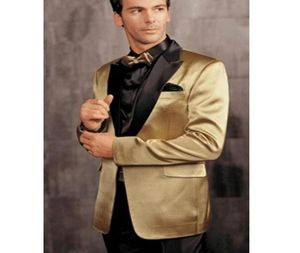 Tuxedos de Gold Wedding Groomsmen para o Groom Wear 2018 Two Piece One Button Made Maded Lapeel Evening Men Suits Black Pant5945869