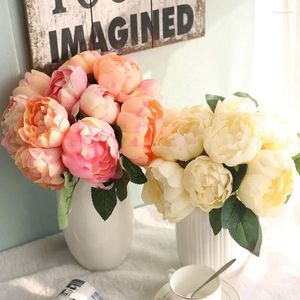 Decorative Flowers Artificial Peony Round Rose Hand Holding Hydrangea Dried Bouquet Decorations