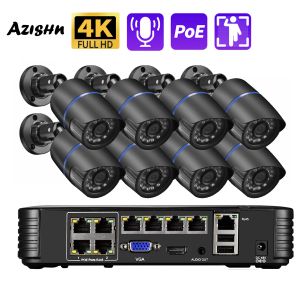 Sistema System Ultra HD 8MP 4K Câmera de segurança Sistema H.265 Poe NVR Kit Human Detecção Human CCTV Definir