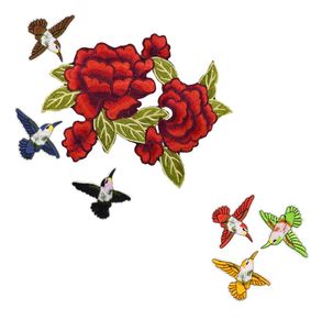 6PCS Birds with 1pcs Flower Patches for Clothing Bags DIY Iron on Transfer Applique Patch for Garment Jeans Sew on Embroidery Patc9834777