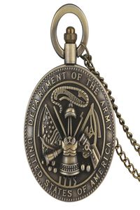 Vine Bronze The USA Department Of Army Pocket Watch Men Women Quartz Analog Clock With Necklace Chain reloj de bolsillo4080676