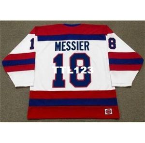 MENS 18 Mark Messier Indianapolis Racers K1 1978 Wha Home Hockey Jersey o personalizzato qualsiasi nome o numero retrò Jersey1280388