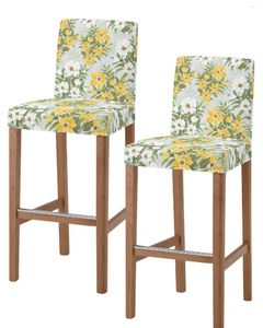 Chair Covers Tropical Plants Flowers Bar Short Back Stretch Stool Cover Armless Office Seat