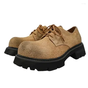 Casual Shoes European/American Wandering Style Round Toe Derby For Men Retro Thick Bottom Suede Leather Height Increasing