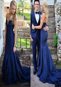 Eleganti abiti da sera eleganti a buon mercato 2018 Nuovo arrivo Sweetheart Mermaid Court Train Royal Blue Taffeta Prom Party Drees2426598