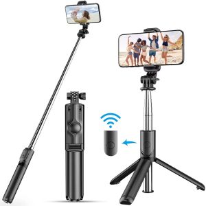 Monopods Kablosuz Bluetooth Selfie Stick Cep Telefon Tutucu Kablosuz Uzaktan Deklanşör ile Geri Çekilebilir Taşınabilir Çok Fonksiyonlu Tripod