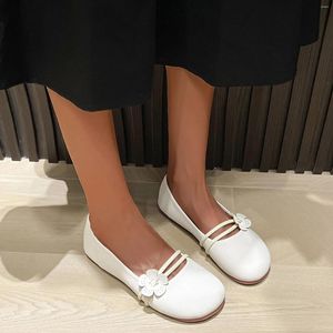 Casual Shoes Sneakers Walking Ladies Fashion Solid Color Leather Surface Flower Comfort Flat