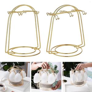 Küche Aufbewahrung Haushalt goldener Kaffee Tasse Trocknen Display Rack Tabletop Flasche Wasser Abfluss Tee und Untertassenständer