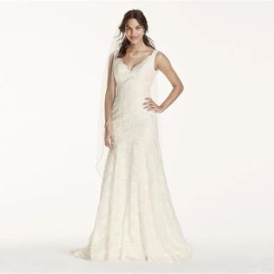 Vestido de noiva de renda de jóias com recortada vestido de noiva vneck sereia de costas sexy de costas personalizadas vestidos de noiva de alta qualidade wg3757