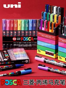 Uni Marker Pen Set Posca Acrylic Paint colores waterproof rotulador permanente PC-1M PC-3M PC-5M 7/8/15 POP Poster Pigment Ink 240328