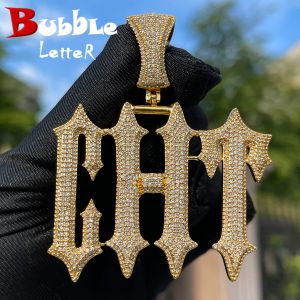 Halsketten Bubble Letter Customized Schmuck Name Plattierte Halskette für Männer vereiste Anhänger Super -Rapper Star Charms Rock Street Kultur