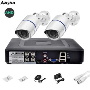 システムAzishn AHDカメラシステムビデオ4CH AHD DVRキット5MP 1080p屋外屋内CCTVカメラH.265X P2Pサーベイランスセキュリティシステムセット