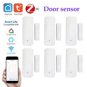 Detector 15 pcs tuya smart door sensor wifi zigbee door sensor detector app alarm smart home security protection work with alexa google