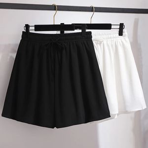 Plus size 6xl 150kg Women Women Chiffon Shorts Chegada Casual Summer Mulheres Casual Preto Branco 240322