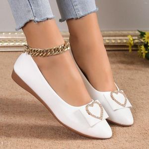 Lässige Schuhe Damen großgröße Single Pure Color Bowknot Strass Strass niedriger Absatz flacher Boden Frauen weibliche weiße Ladungsstoffe