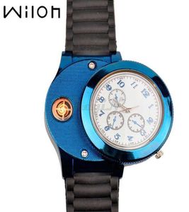 1PCS Fashion Casual Sport Armbandwatch USB Leichter Uhren Silikongurt Quarz Watch Männer Frauen Gelee USB Zigarette Leichter F772 H11915053