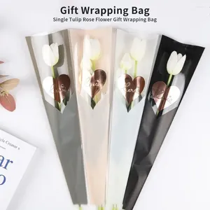 Present Wrap Opp 30st/väska Stor lätt blommor Enkel Packaging Bag Stamping Heart Valentine's Day Supplies