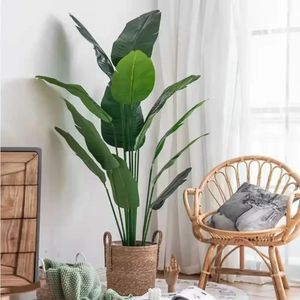 120 cm stora konstgjorda bananträd lämnar gröna växter falska tropiska palm bonsai nordiska resenärer diy heminredning 240325