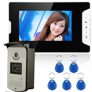 Doorbells FREE SHIPPING 7" Video Intercom Door Phone System With 1 White Monitor 1 RFID Card Reader HD Doorbell Camera In Stock Wholesale