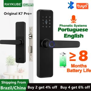 Lock Raykube K7 Pro+ Impressão Digital Bloqueio Smart Bluetooth Tuya App Remote Desbloqueando sem chave