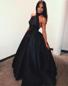 New Designers Off Shoulder Black Prom Dresses 2019 Sexy Halter Backless Ball Gown Evening Dresses Pleated Vestido De Fiesta Formal6047753