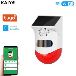 Siren TUYA Wifi Solar Infrared Detector Wifi Alarm System Solar Sirens Outdoor Waterproof PIR Sensor Wireless Strobe Siren Smart Life