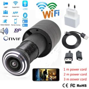 Cameras Door Eye Hole Security 2mp HD 2.1mm Lens Wide Angle FishEye CCTV Network Mini Peephole WifI Camera P2P TF Card