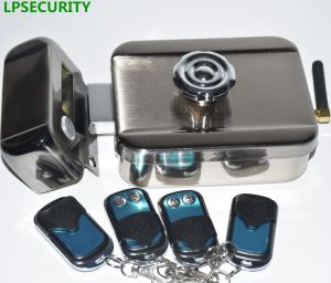 Blocca kit di controllo dell'accesso di alimentazione batteria wireless da 433 mHz Porta della serratura del gate muto con 4 remoti