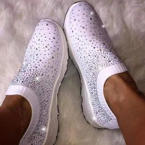 Buty swobodne kobiety Flats Sneakers Glitter Slip-on Eva Elastic Topline Mesh Sports Bieganie na siłownię zapatillas Mujer