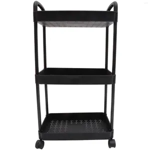 Kitchen Storage Trolley Home And Bathroom Universal Wheel Three-layer Rack White Shelf Roller Cart Stainless Steel Rolling