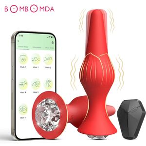 App uzaktan kumanda anal fiş vibratör yapay penis prostat masajı gspot stimülatörü yetişkin seks oyuncakları kadınlar için erkekler gey 240320