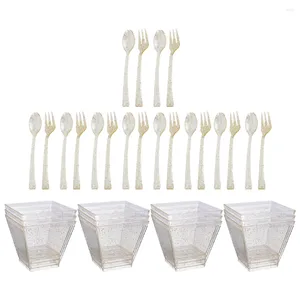 Disposable Cups Straws Salad Utensils Serving Cup Party Spoon Tasting Flatware Tableware Kit Banquet