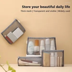 Storage Bags Gray Mesh Makeup Women Girls Cosmetic Bag Organizer Travel Portable Wash Lipstick Toiletry Sanitary Napkin