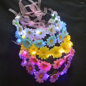 Party Decoration 10pcs Light Up Glow Blinking Women Girl Headband Floral Crown Flower Headpiece Bridal Halo Po Prop For Festival Wedding