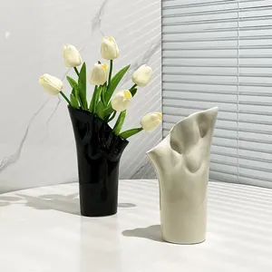 Vasen Schwarze Keramik Vase Home Blumenarrangement Wohnzimmer moderne kreative kleine frische Dekoration