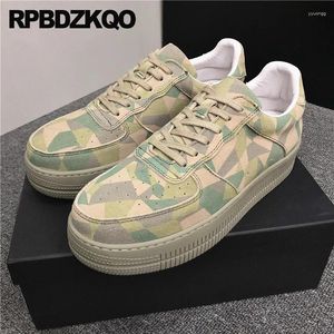 Повседневные туфли квартиры шнурки для тренеров Nubuck Creepers Sport Flatforms Маффин спортивный камуфляж Толстый рост увеличивает кроссовки для мужчин.