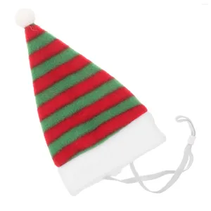 Dog Apparel Santa Hat Pet Lint Christmas Cat Soft Plush Red Green Striped Costumes Headgear Small Puppy